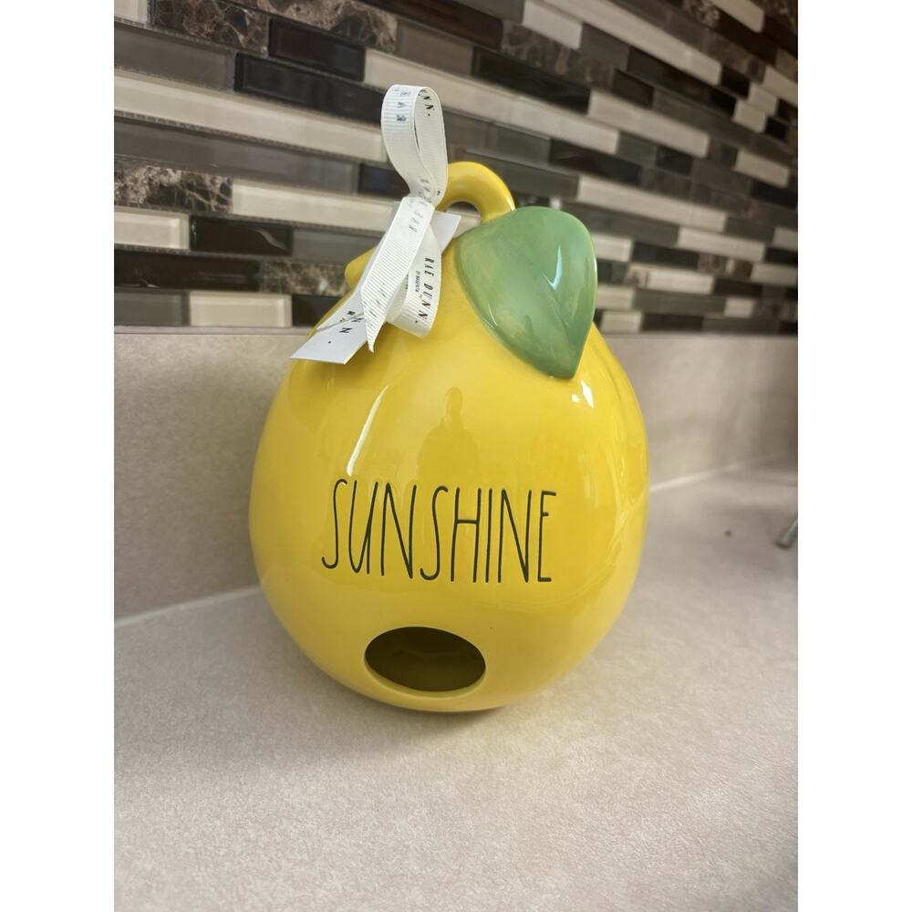 Rae Dunn Sunshine Yellow Lemon Birdhouse Green Leaf Brand New Decor by Magenta